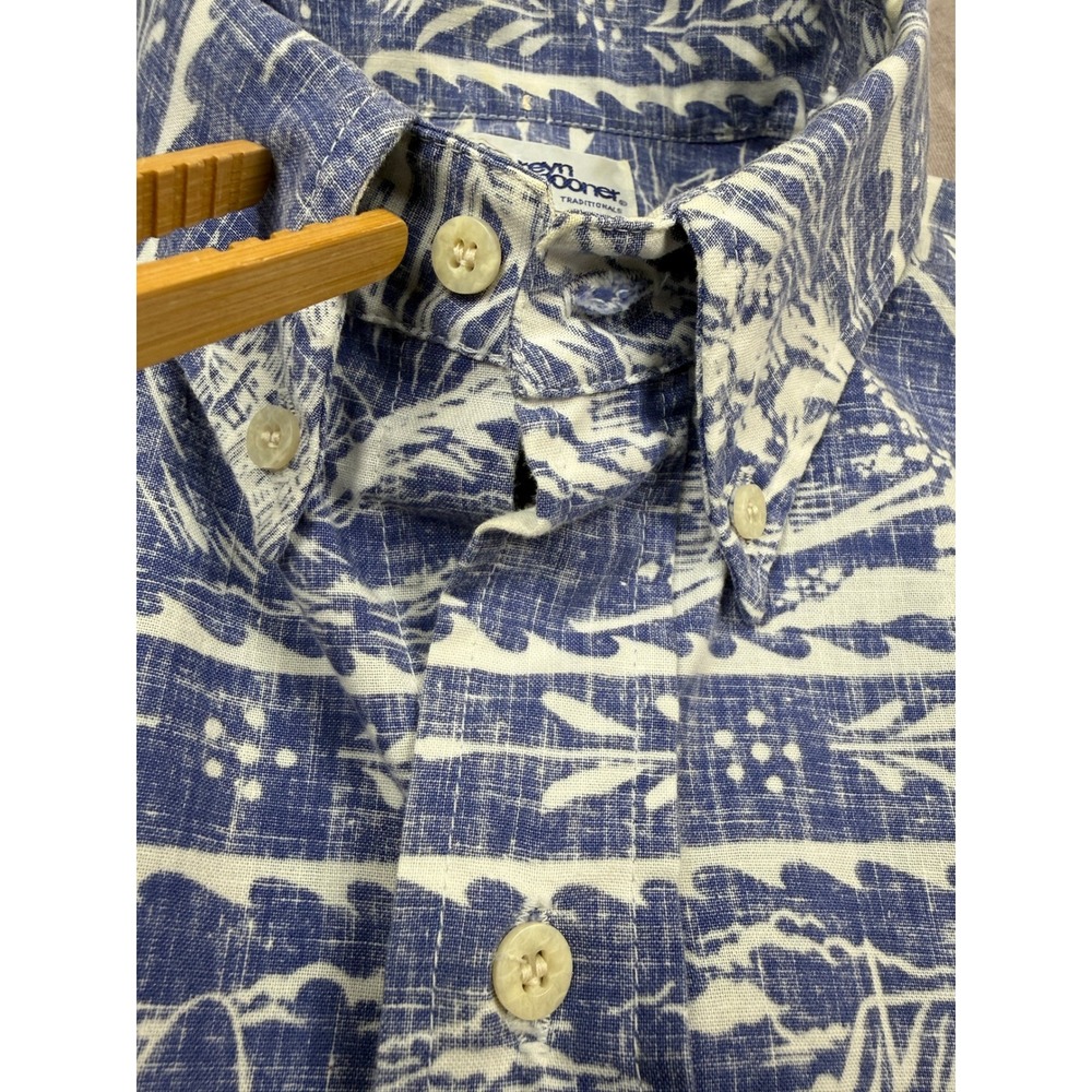 VTG Reyn Spooner Men L Blue White Ski Surf Beach Hawaiian Aloha Button Shirt USA - Picture 16 of 16